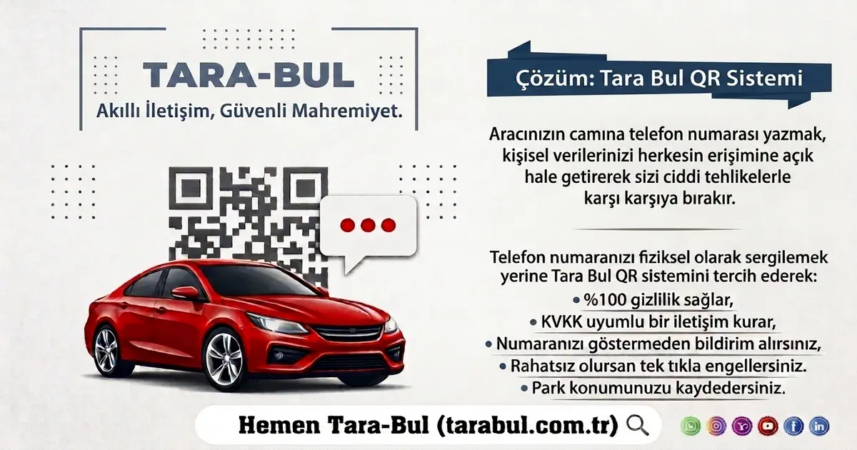 Araç camında güvenli iletişim için QR kod çözümü - karekodlu hatalı park çözümü