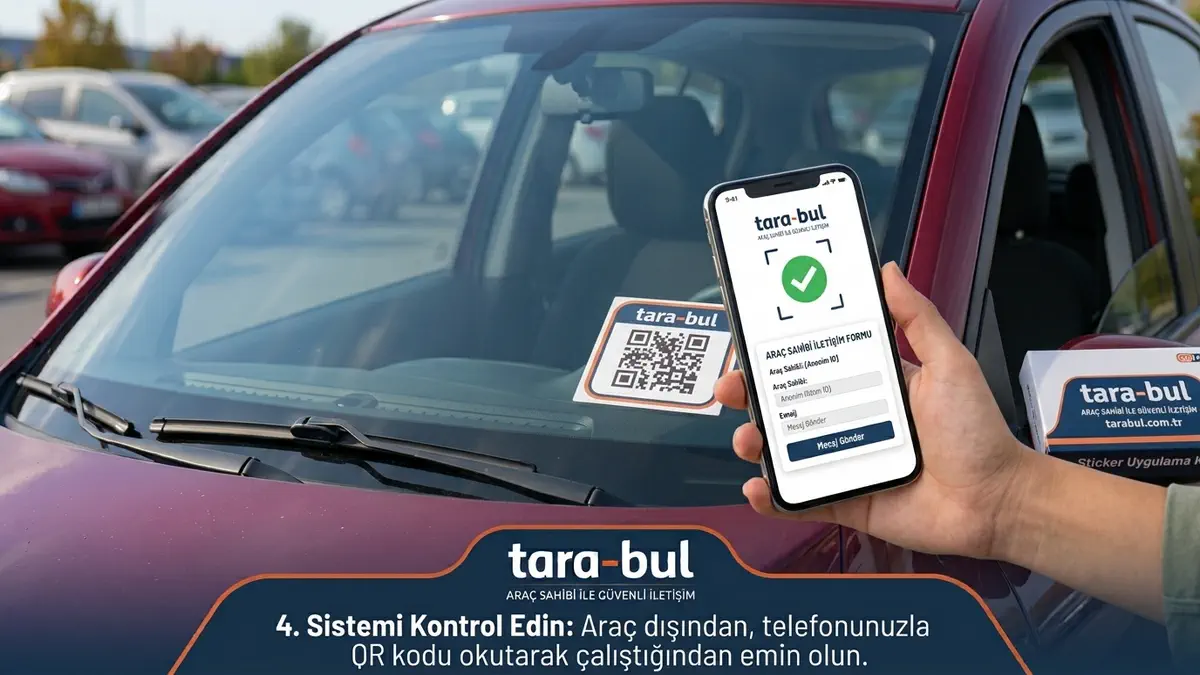 Cam açık uyarısı için araç camındaki karekodu okutma adımı